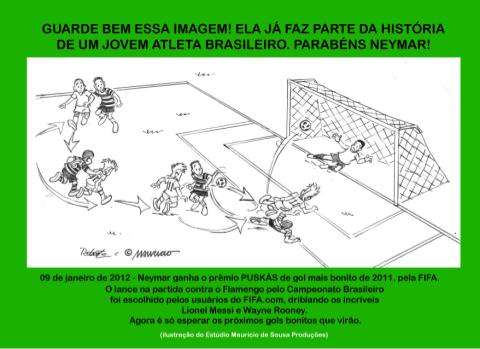 Leia mais sobre o artigo Gol de Neymar ganha ilustração de Maurício de Souza