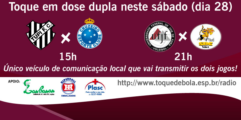 Leia mais sobre o artigo Toque de Bola transmite Tupi x Cruzeiro e UFJF x São Bernardo e lança promoção exclusiva!