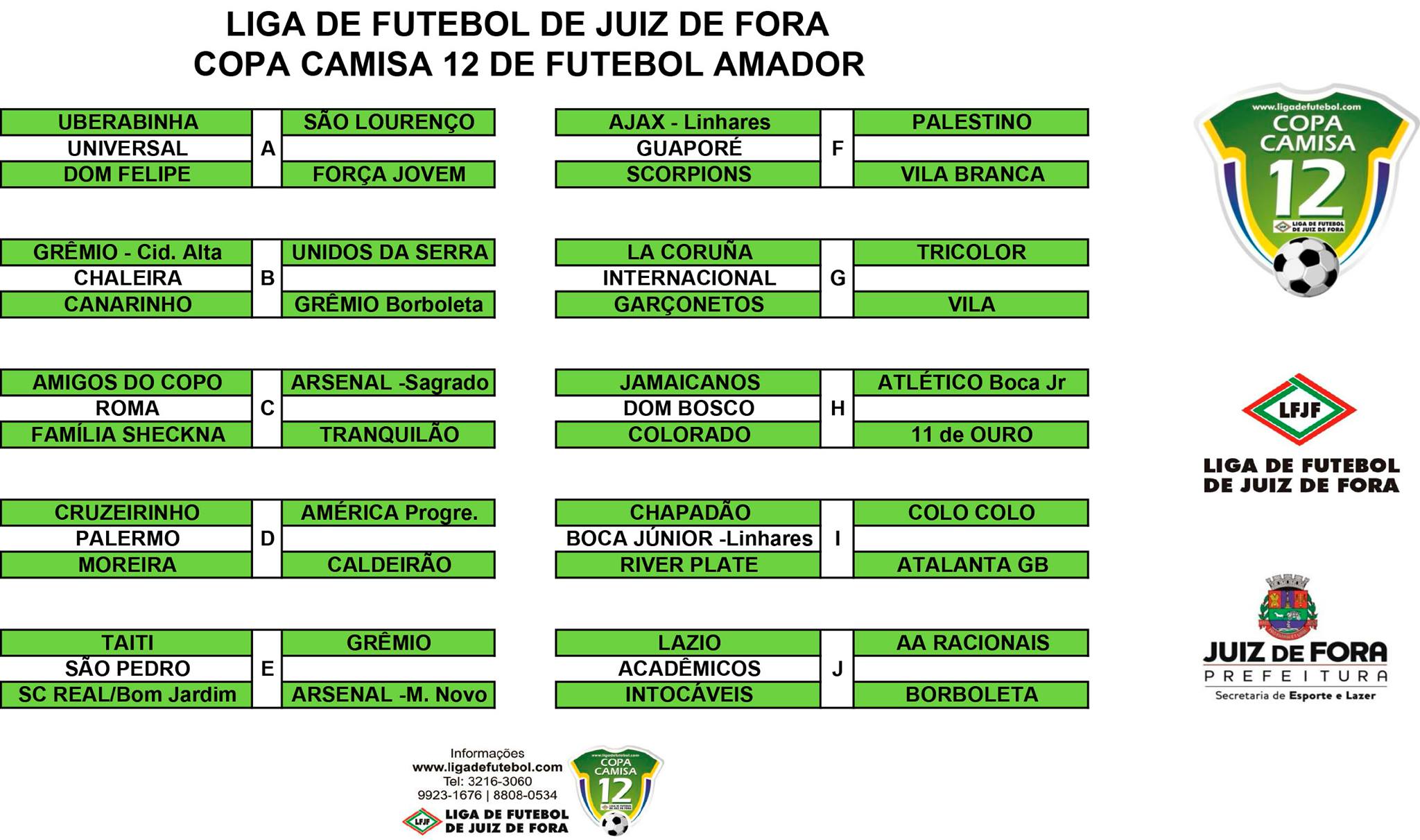 Leia mais sobre o artigo Copa Camisa 12 de Futebol Amador: veja tabela atualizada