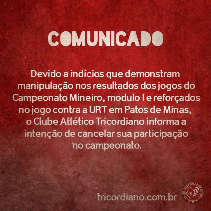 Leia mais sobre o artigo Tricordiano ameaça deixar o Mineiro e FMF pede decisão “irrevogável e irretratável”. América também reclama