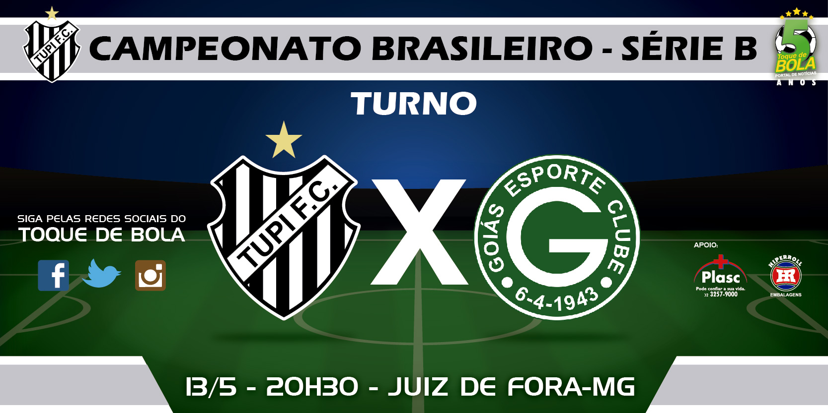 Leia mais sobre o artigo Siga Tupi x Goiás pelas redes sociais do Toque de Bola a partir de 20h30