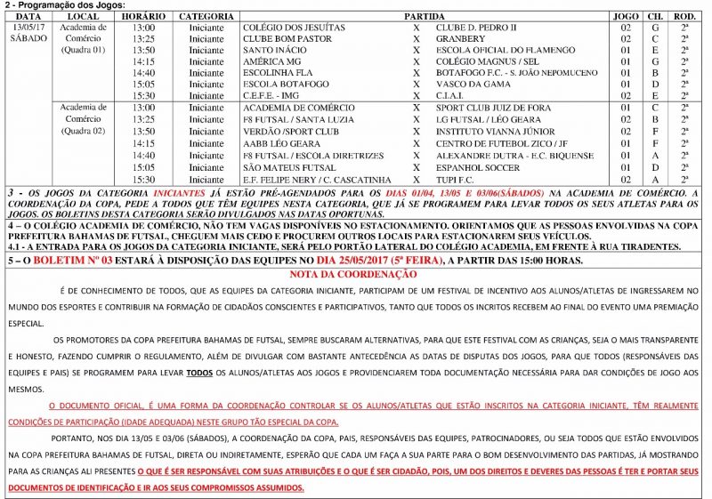 Leia mais sobre o artigo Copa Prefeitura Bahamas de Futsal: veja Boletim 7 e próxima rodada dos Iniciantes
