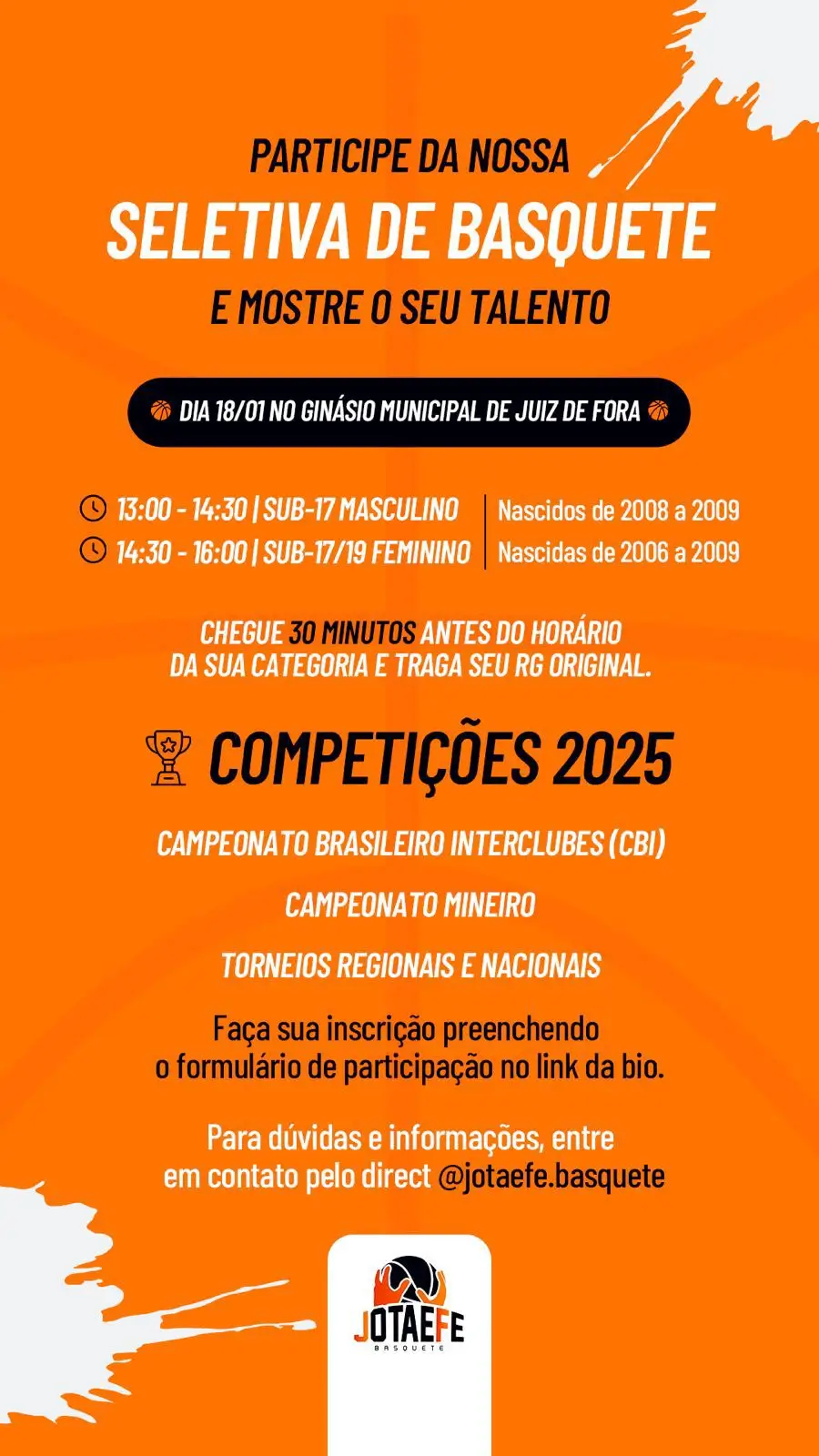 Leia mais sobre o artigo Alô, moçada! Tem seletiva de basquete em Juiz de Fora. Saiba mais
